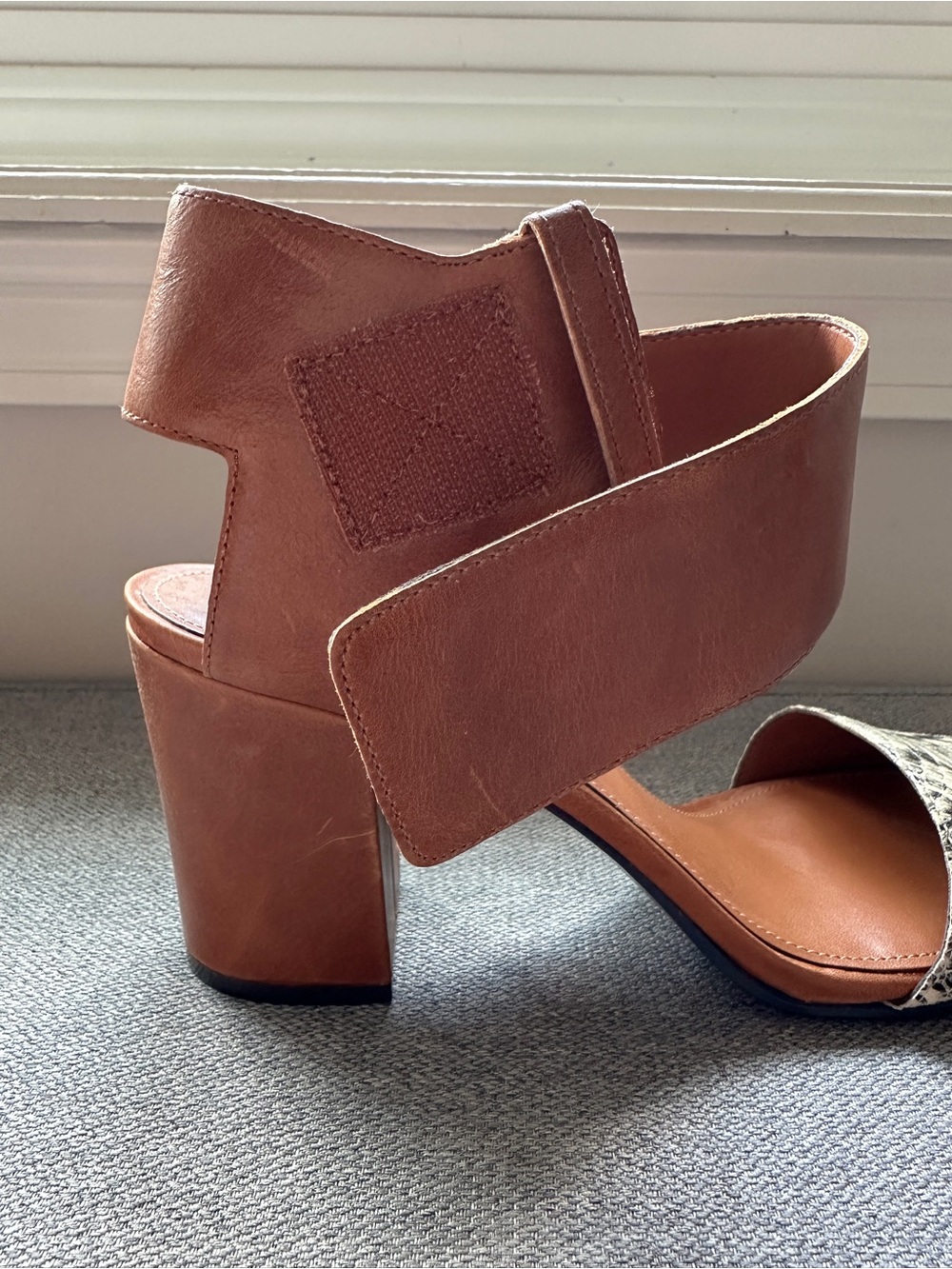 Enzo Angiolini Windell Snake Skin Ankle Strap Block Open Toe Heel Sandal Shoes View 6